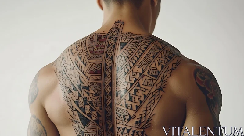 Complex Tribal Tattoo on Back AI Image