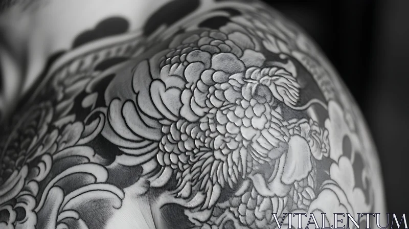 Intricate Black and White Body Art AI Image