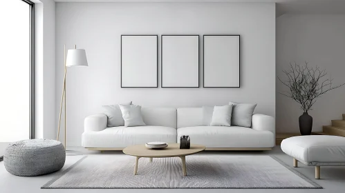 Modern White Living Room with Artwork