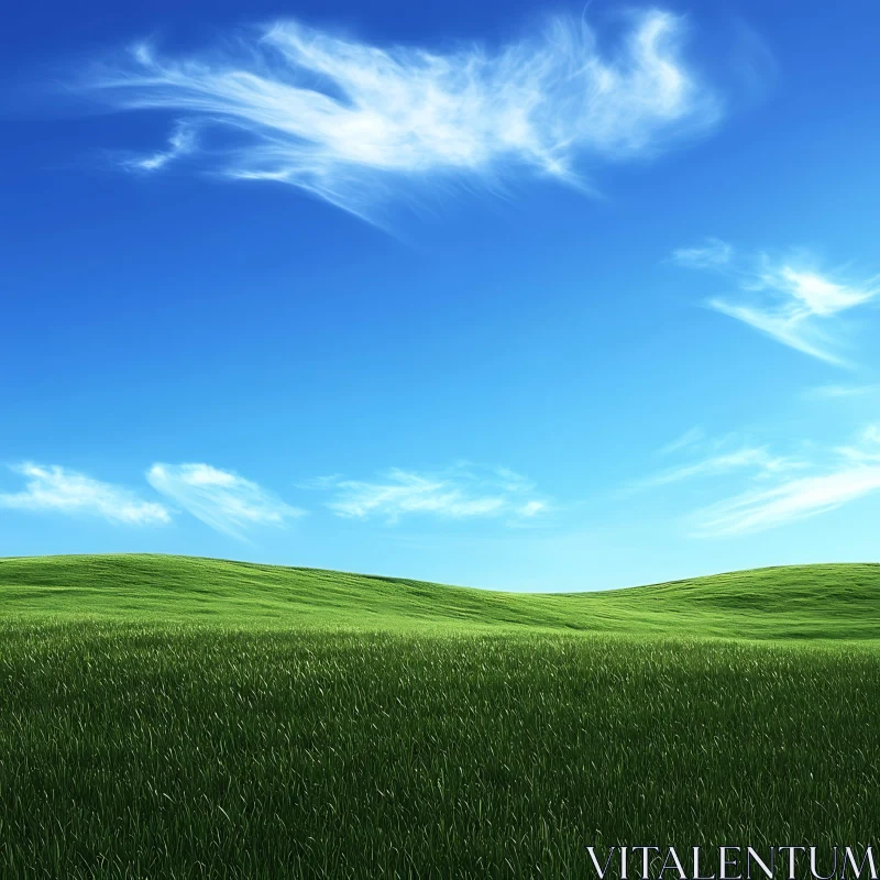 AI ART Serene Meadow with Cloudscape