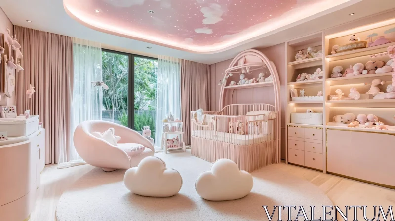 AI ART Soft Pink Baby Room with Cloud Accents