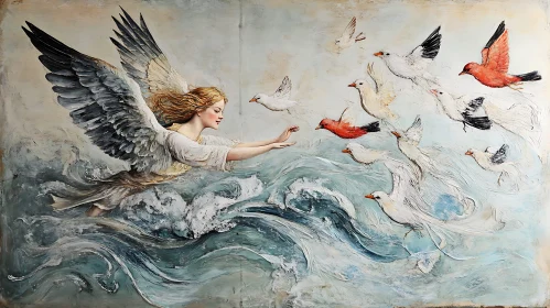 Guardian Angel Among Birds Art