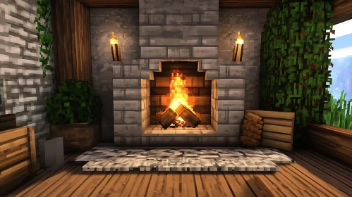 Minecraft Style Fireplace