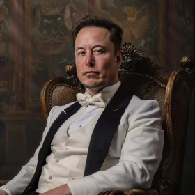 Elegant Portrait of Elon Musk in Formal Attire