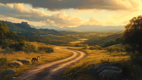 Scenic Countryside Road at Sunset