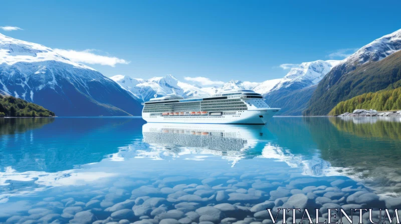 Captivating Nature: Delicately Rendered Cruise Ship on Sparkling Water AI Image