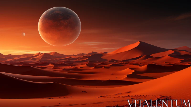 Captivating Red Desert on Alien Planet - Hazy Landscapes AI Image