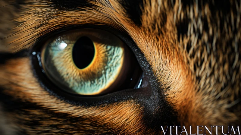 Close-Up Realistic Depiction of a Cat's Eye AI Image