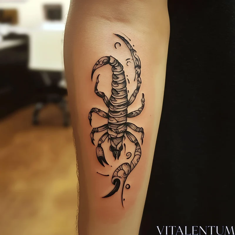 Intricate Scorpion Tattoo Design on Arm AI Image