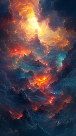 Mystical Fiery Clouds in a Surreal Sky