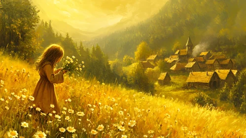 Golden Meadow Village Scene