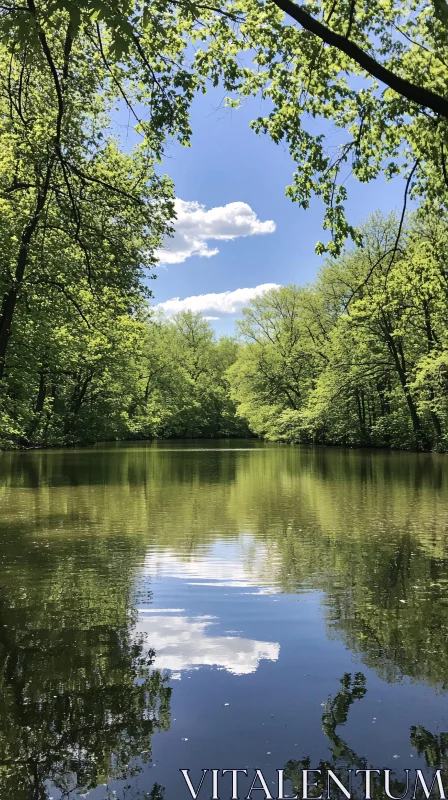 AI ART Peaceful Lakeside Scene with Reflective Water