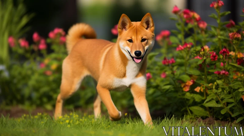 Japanese Shiba Yukais in Floral Surroundings: A Study in Light and Color AI Image