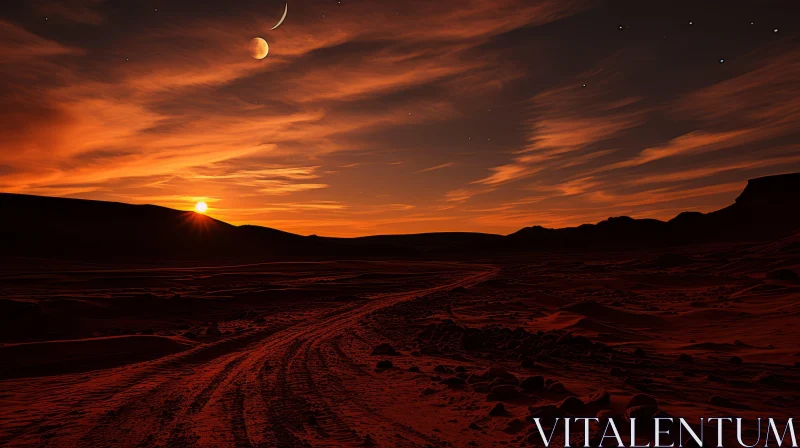 Mysterious Dirt Road in Desert | Alien World Style AI Image