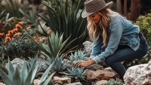 Tending the Garden: A Succulent Scene