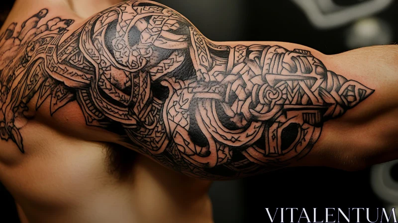 AI ART Detailed Arm Tattoo with Interwoven Patterns