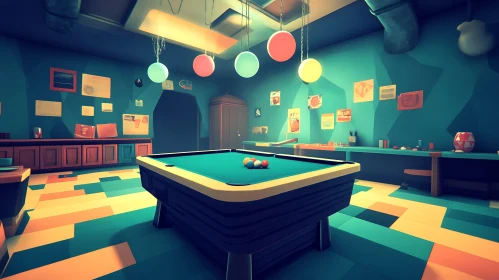 Stylized Billiards Room