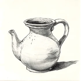 Hand-Drawn Teapot Ink Illustration