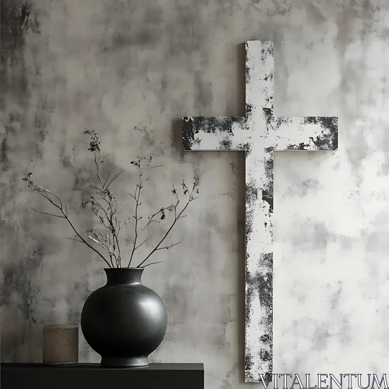 Minimalist Cross and Vase Still Life