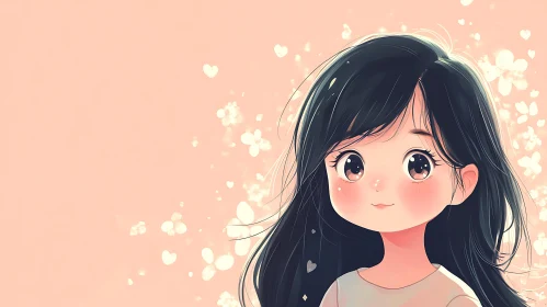 Cute Anime Style Girl Illustration