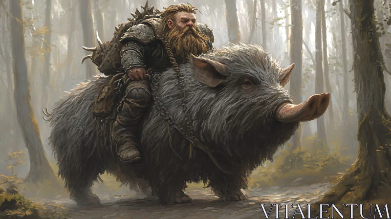 Armored Dwarf Riding Boar Artwork