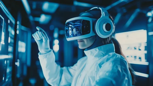 Woman in VR Headset: Tech Innovation
