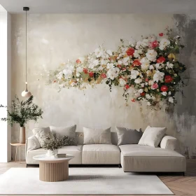 Modern Living Room with Floral Art