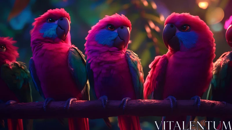 Tropical Birds Perched in Harmony AI Image