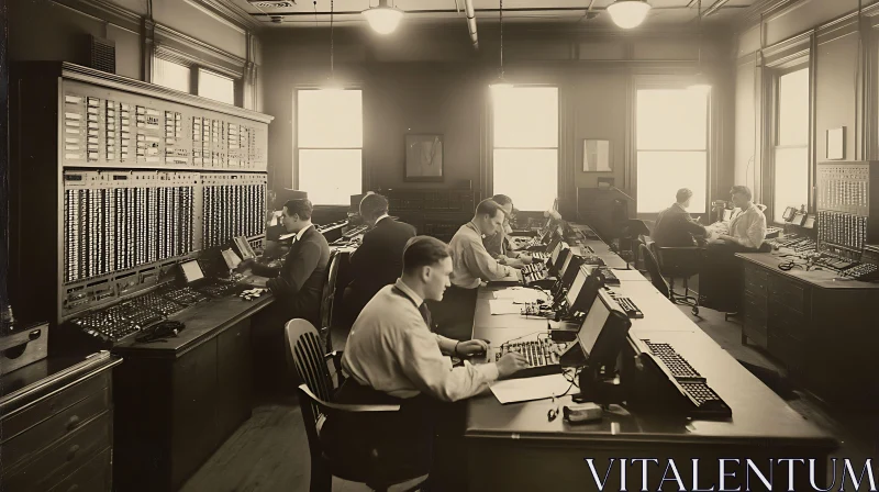 Vintage Office Workers at Desks