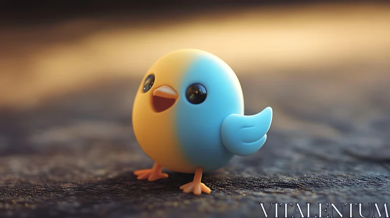 Whimsical Bird Character in Yellow and Blue