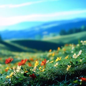 Wildflower Meadow with Distant Mountains