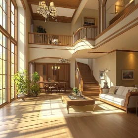 Bright and Airy Living Room with Wooden Details