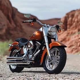 Classic Motorcycle in Desert Landscape