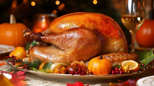 Festive Thanksgiving Dinner with Roasted Turkey