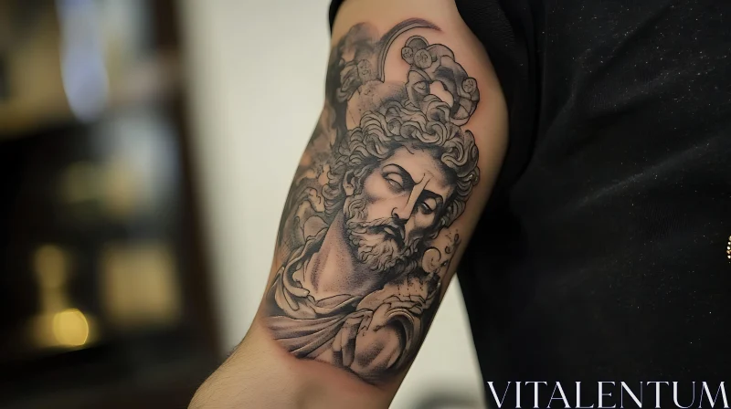 Detailed Arm Tattoo in Monochrome