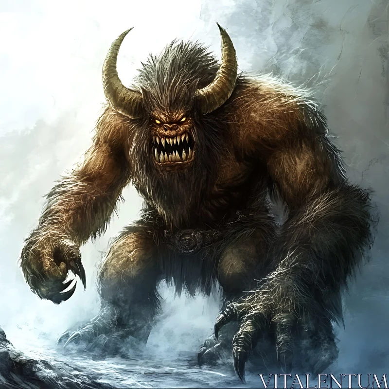 Furry Monster with Claws and Horns