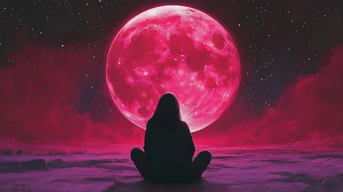 Lunar Serenity: Meditating Under the Pink Moon