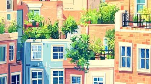 Colorful City Buildings Facade