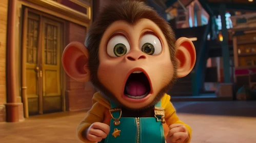 Animated Monkey with Wide Eyes