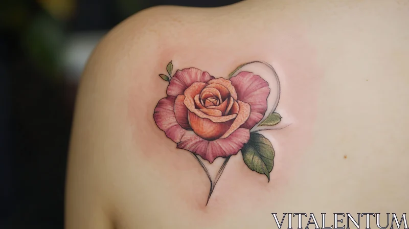 Heart Shaped Rose Tattoo Illustration