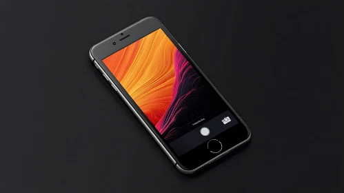 Sleek Mobile Phone Displaying Colourful Abstract Art