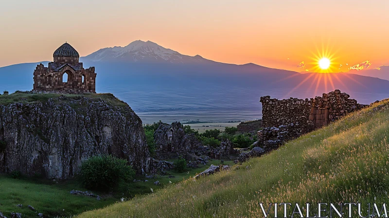 Picturesque Sunset over Ancient Ruins
