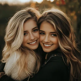 Portrait of Two Young Women Smiling