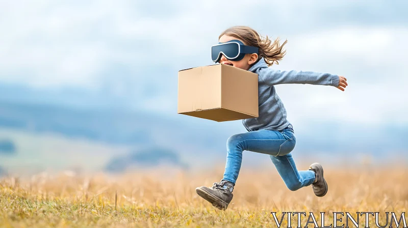 Child's Playful Delivery with VR Goggles