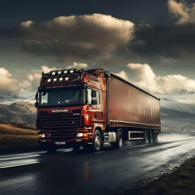 Cargo Truck Under Cloudy Sky