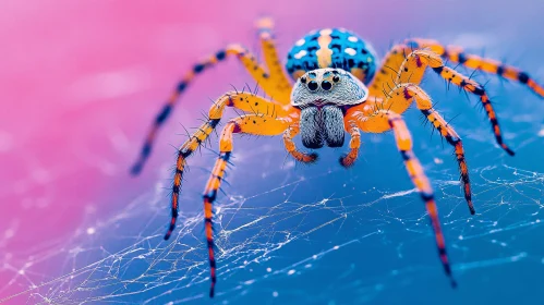 Detailed Macro Shot of a Vibrant Spider