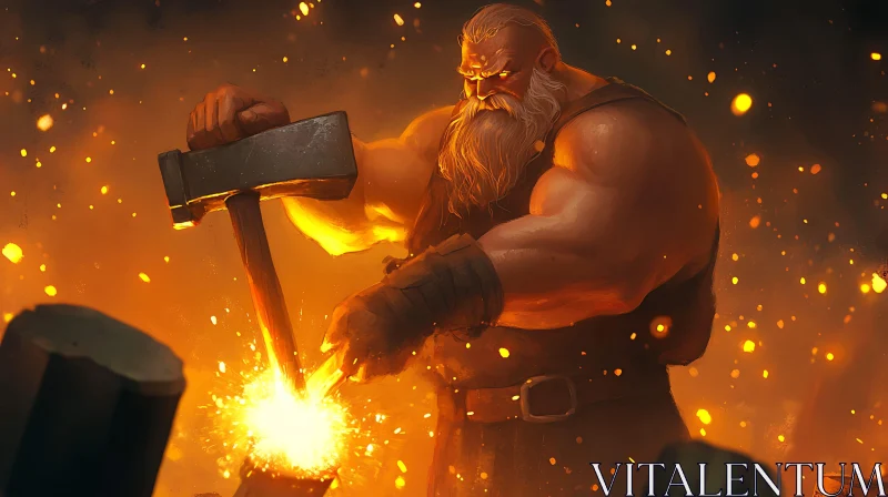 Fierce Blacksmith Forging Steel Art
