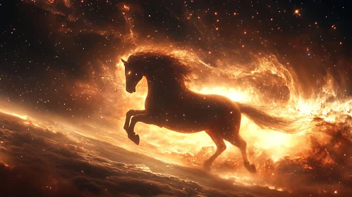 Ethereal Horse in Starry Nebula