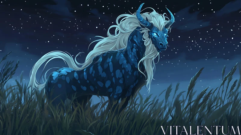Mystical Night Stallion Under Starry Sky AI Image