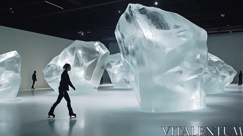 Indoor Art Installation with Skating and Ice Sculptures